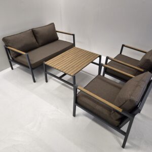 CAP Soffgrupp 2-sits inkl bord Antracit/Brun Soffgrupper